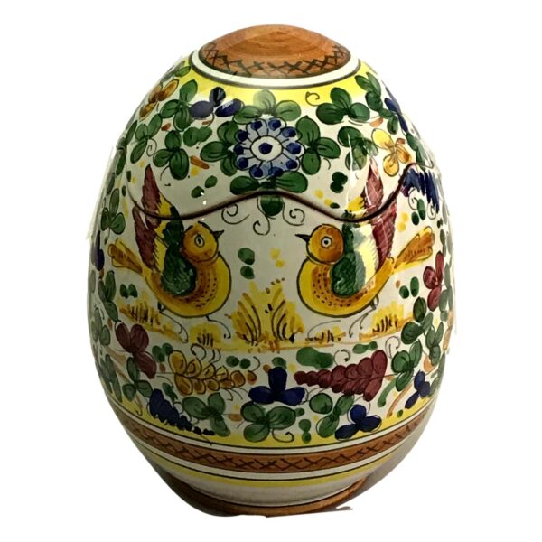 Uovo in ceramica con Uccellino Toscano in ceramica senese